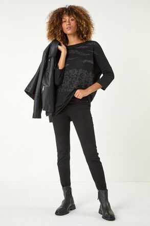 Roman Animal Print Hotfix Stretch Top