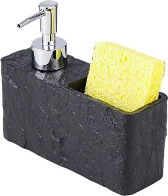 OEM Distributeur De Savon - Porte-eponge Integre - Resine Noire - Pour Cuisine Et Salle De Bain - 1 Piece