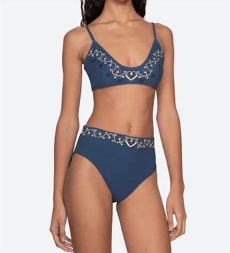 Sea New York Blaise Print Bikini Bottom In Navy