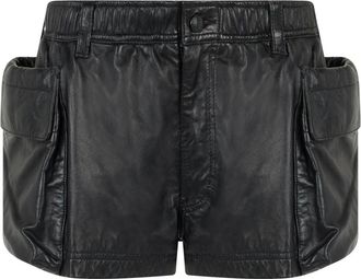 R13 Denim Shorts, female, Black, Size: M Leather cargo shorts