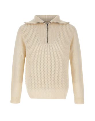 Paolo Pecora Mock-Neck Full-Zip Sweater With Ribbed Details