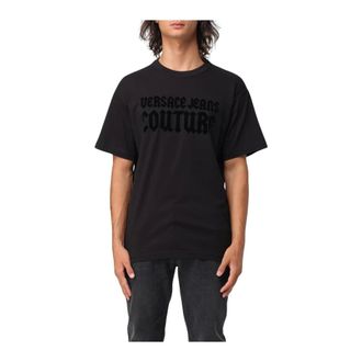 Versace Jeans Couture T-Shirts, male, Black, Size: M Velvet Logo TShirt