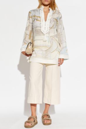 Tory Burch Patterned Tunic, Womens, Cream