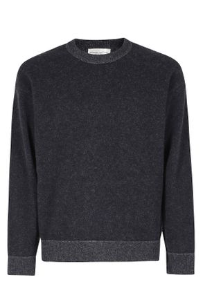 Roberto Collina Navy Felted Vanise Ribbed Merino Wool Sweater