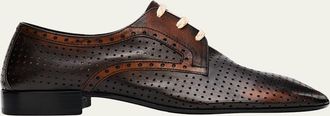 Dries Van Noten Perforated Leather Lace-Up Loafers