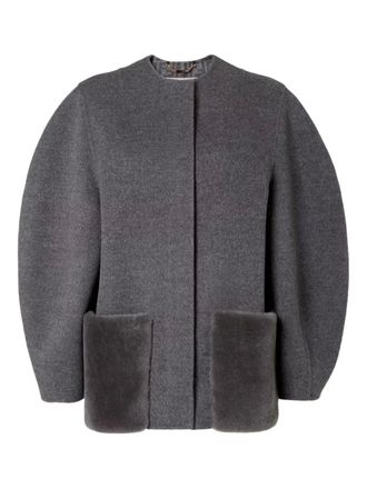Fendi wool jacket - women - Cotton/Wool/Polyamide/Viscose - 42 - Grey