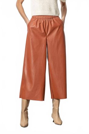 Lilla P Wide Legged Culotte Pant In Cognac