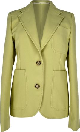 Victoria Beckham Single-Breasted Gabardine Blazer in Green Polyester