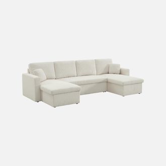 Sweeek Sof&aacute; Cama Panor&aacute;mico De Pana Con Ba&uacute;l, 4 Plazas