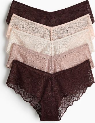 H&M 5er-Pack Hipster aus Spitze - Brown