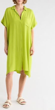 Nordstrom Rack Everyday Button-Down Beach Cover-Up Tunic in Olive Citron at Nordstrom Rack, Size X-Large