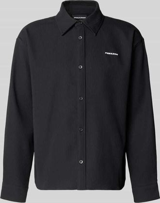 Pegador Regular Fit Freizeithemd mit Kentkragen und Label-Stitching in Black, Gr&ouml;&szlig;e XXL