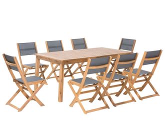 Beliani Set Da Giardino Con Tavolo In Legno Di Acacia Chiaro E 8 Sedie Cesana