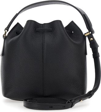Ferragamo Womens Crossbody Bag Grained Leather, Black Calf Leather Shoulder