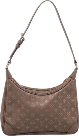 Louis Vuitton Boulogne Monogram Satin Beige Canvas Handbag (Pre-Owned)