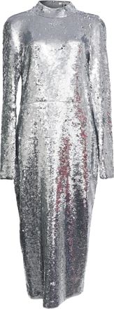 Veronica Beard Nila Sequined Midi Dress in Silver Nylon