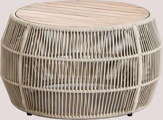 Sklum Sklum - Mesa De Centro Para Jard&iacute;n Redonda &Oslash;80 Cm En Aluminio Y Madera De Acacia Krot