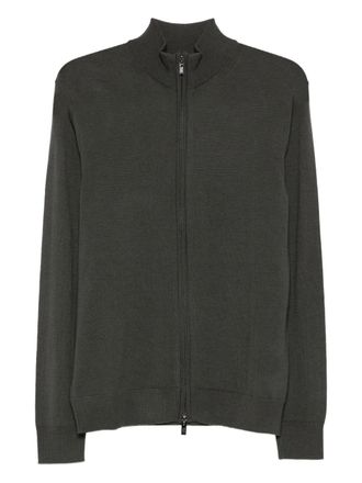 Emporio Armani zip-up wool sweater - Black