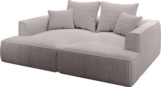 Vente-Unique Sof&aacute; de 3 plazas con asiento profundo de pana gruesa en gris claro PINETA