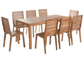 Beliani Conjunto de comedor 8 personas de madera marr&oacute;n