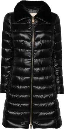 Herno Lange gewatteerde jas met nepbont kraag - Dames - Parka Jassen - Zwart - XL - Nepbont - Jassen