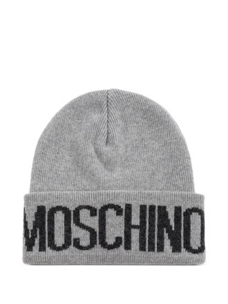 Moschino logo-detail beanie - Grey