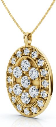 Pompeii3 Certified 2 1/2Ct Oval Diamond Cluster Pendant 14k Gold Lab Grown Size: 3/4 Tall