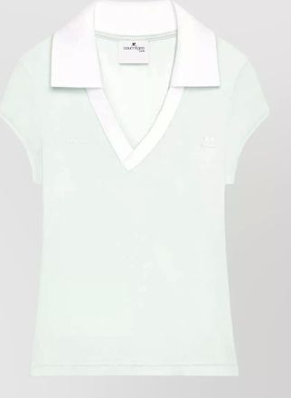 Courr&egrave;ges cropped v-neck short-sleeve polo top