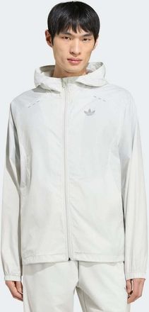 adidas Originals Tech Trefoil Essentials - Top sportivo con zip integrale e cappuccio grigio orbita