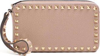 Valentino Garavani Rockstud embellished clutch bag - women - Calf Leather - One Size - Pink