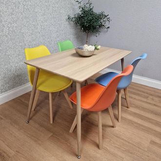 Kosy Koala Table Set with 4 Mix color Dining Chairs Kitchen Dining Room Furniture in Beige | Size: 120 cm x 70 cm
