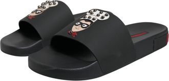 Dolce & Gabbana Black Leather Slides Sandals Beachwear Mens Shoes