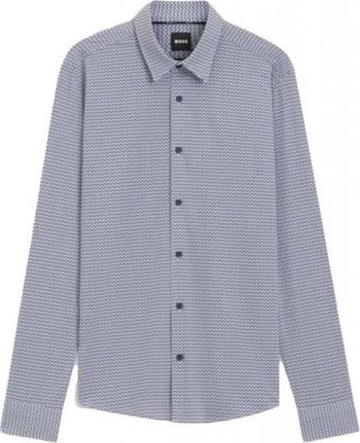 HUGO BOSS Overhemden > Nette Overhemden - Heren - Zakelijke Overhemden - Blauw - XL - Leer - Overhemden