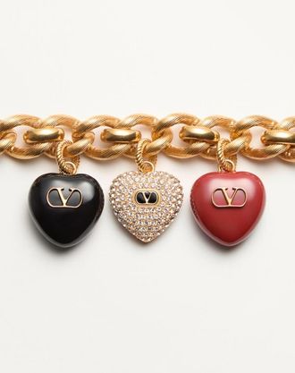 Valentino Garavani Bracciale Coeur Royal In Metallo,Smalto E Cristalli Swarovski Donna ANTIQUE BRASS M