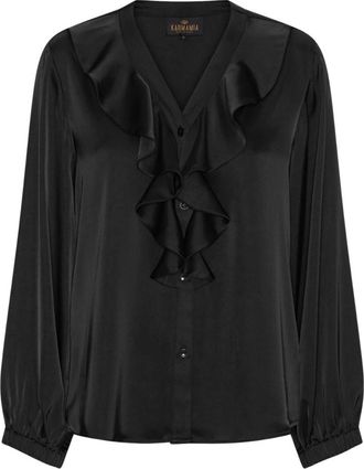 Karmamia Ines Blouse - Dames - Blouses - Zwart - XS - Polyester - Overhemden