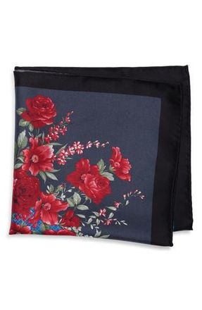 Robert Graham Floral Pocket Square in Black/Red at Nordstrom Rack