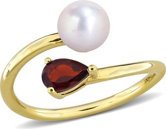 Delmar Cultured Pearl & Semiprecious Stone Crossover Ring in Red Garnet at Nordstrom Rack, Size 5