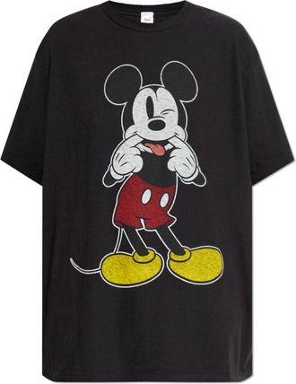 Re/Done T-Shirts, female, Black, XS, Silly Mickey Boyfriend Tee