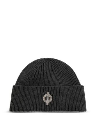 Sams&oslash;e & Sams&oslash;e logo-patch ribbed beanie hat - men - Merino - One Size - Green
