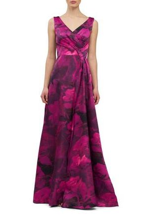 Kay Unger Cecilia Evening Gown in Vivid Berry Multi at Nordstrom Rack, Size 8