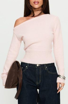 Princess Polly Selbey Fluffy One-Shoulder Sweater in Pink at Nordstrom, Size 12