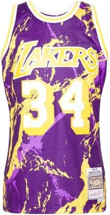 Mitchell & Ness Witte Lakers Doodle Swingman Jersey - Heren - Fitness - Paars - S - Fitness