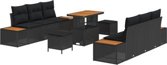 vidaXL Vidaxl - Garden Sofa Set with Cushion 9 pcs Black 90 x 55 x 71 cm