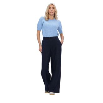 Modstr&ouml;m Uzzi SS Knit - Dames - Truien - Blauw - Maat: XL Linnen