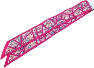Herm&egrave;s Pre-owned Scarves, female, Pink, Size: ONE SIZE Pre-owned Rive Droite Rive Gauche Silk Scarf