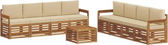 vidaXL Conjunto De Sof&aacute;s De Exterior 9 Uds. Natural Y Beige Vidaxl