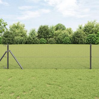 Berkfield Home Fence Post Set Set of 2 Grey Plastic, Metal 25 x 0.5 m Durable