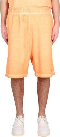 Marcelo Burlon Logo Cotton Bermuda Shorts - Orange
