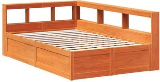vidaXL Vidaxl - Cama Con Estanter&iacute;a Sin Colch&oacute;n Madera Maciza Marr&oacute;n 120x190 Cm