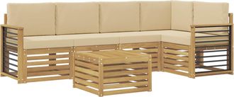 vidaXL Conjunto De Sof&aacute;s De Exterior 6 Uds. Y Beige Poli&eacute;ster Vidaxl